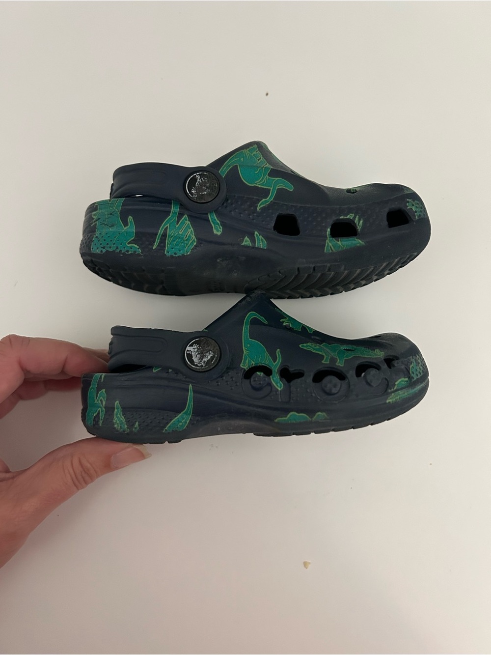 Crocs Dinosaur Slip On Water Sandals Size 8 Navy/Green - Picture 2 of 8
